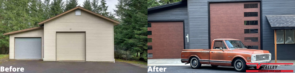 Before and after photos of garage doors